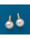 Ross-Simons Certified 12.5-13mm Cultured South Sea Pearl and .16 ct. t.w. Diamond Earrings in 18kt Yellow Gold