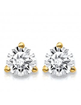 1/2 Carat Lab Grown Diamond 3 Prong (Martini) Stud Earrings (D-F Color, VS/SI Clarity) Set in 14k Gold