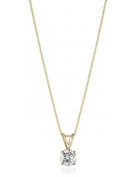 14k Gold Round-Cut Diamond Pendant Necklace (J-K Color, I2-I3 Clarity)