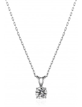 14k Gold Round-Cut Diamond Solitaire Pendant Necklace (K-L Color, I1-I2 Clarity), 18"
