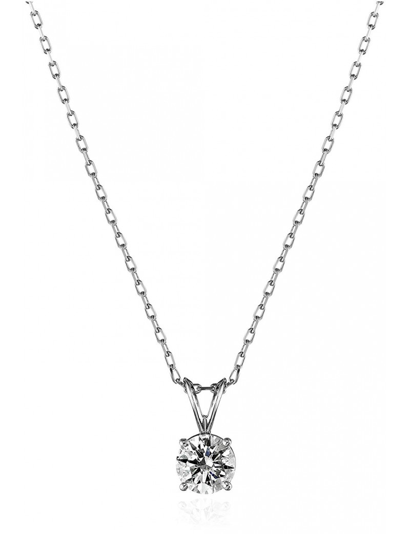 14k Gold Round-Cut Diamond Solitaire Pendant Necklace (K-L Color, I1-I2 Clarity), 18"