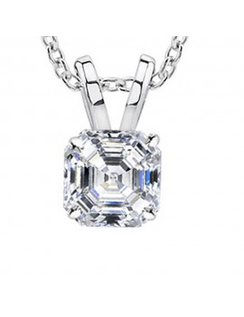 1/2-3 Carat 18K White Gold GIA Certified Asscher Cut Diamond Pendant Necklace Luxury Collection (D-E Color, VS1-VS2 Clarity)