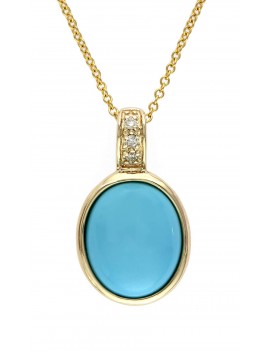 EFFY 14K YELLOW GOLD DIAMOND,TURQUOISE PENDANT