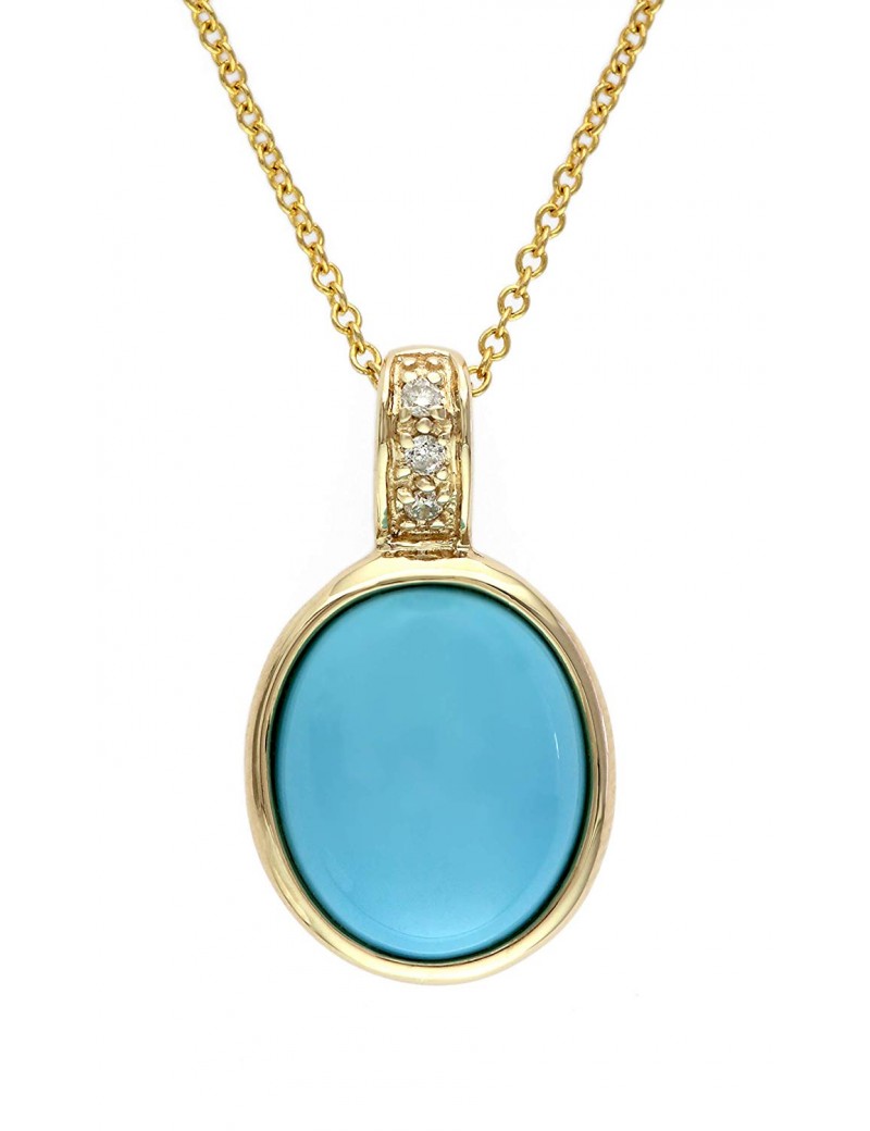 EFFY 14K YELLOW GOLD DIAMOND,TURQUOISE PENDANT