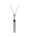 Fancy Sapphire Gemstones 1.35cttw 14K White Gold Womens Chakra Pendant Necklaces