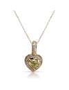 Fancy Yellow Heart Shape Diamond Halo Necklace in 14KT Yellow Gold 1.01 CTW