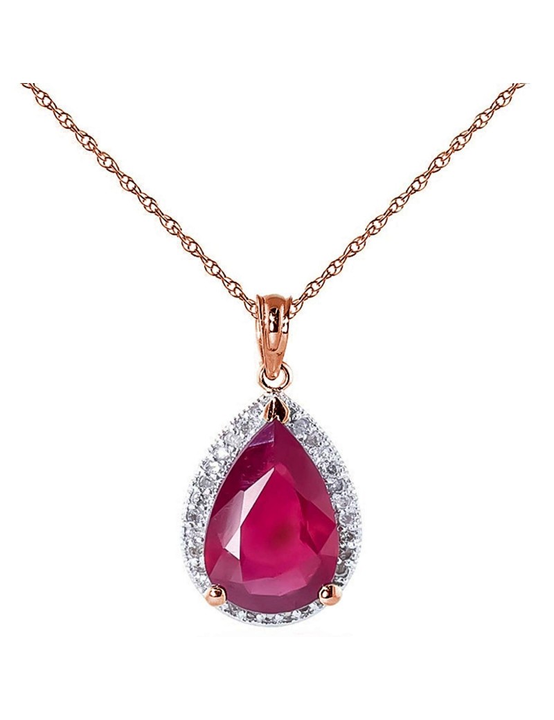 Galaxy Gold 14K Solid Rose Gold Rouge Necklace with 5.51 Carat Natural Ruby Diamond