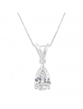 IGI Certified 10KT White Gold Diamond Pear Pendant Necklace (1/2 cttw, I-J Color, I1)