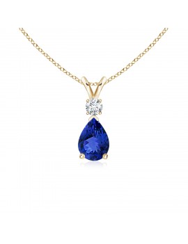 Tanzanite Teardrop Pendant with Diamond (7x5mm Tanzanite)