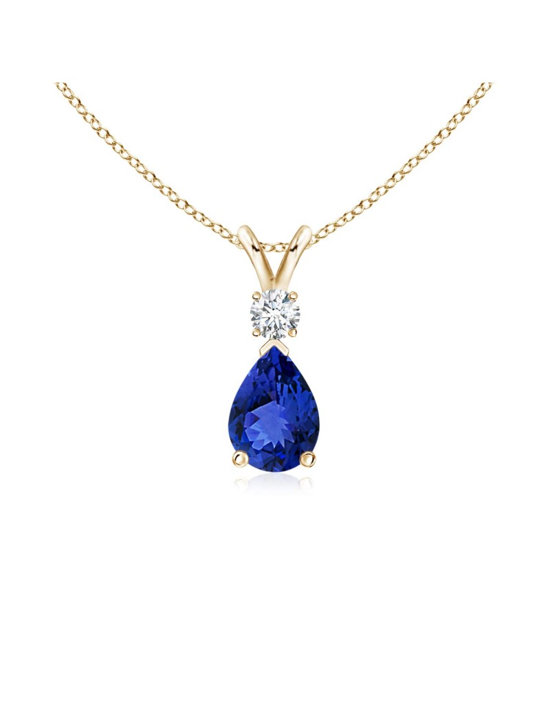 Tanzanite Teardrop Pendant with Diamond (7x5mm Tanzanite)